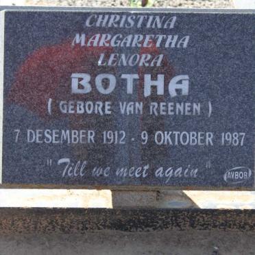 BOTHA Christina Margaretha Lenora nee VAN REENEN 1912-1987