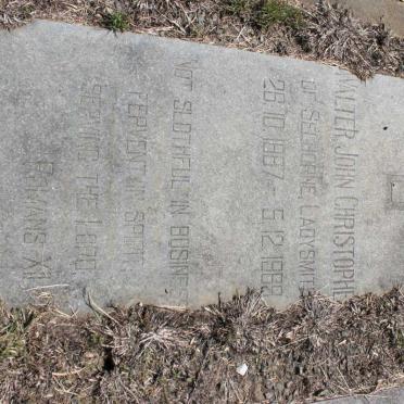 CHRISTOPHER Walter John 1887-1969