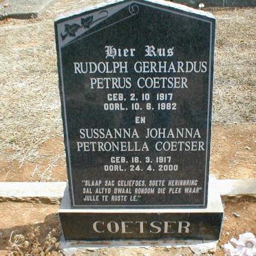 COETSER Rudolph Gerhardus Petrus 1917-1962 &amp; Sussanna Johanna Petronella 1917-2000