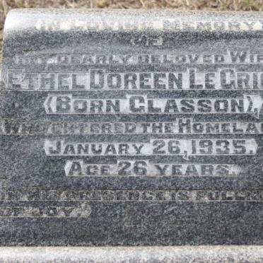 GRICE Ethel Doreen, le nee CLASSON 1909-1935