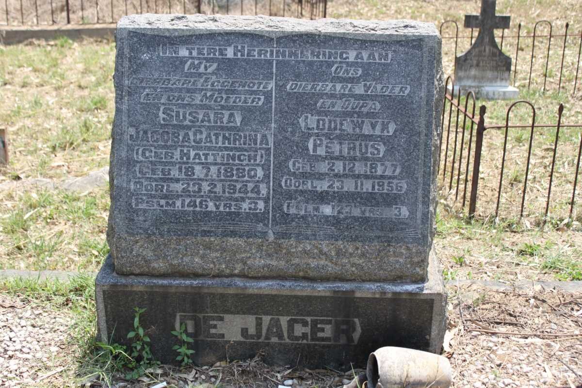 JAGER Lodewyk Petrus, de 1877-1956 &amp; Susara Jacoba Cathrina HATTINGH 1880-1944