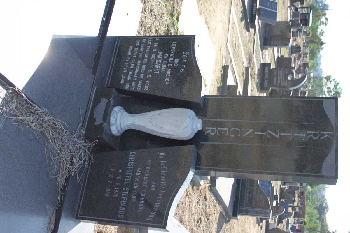 KRITZINGER Christoffel Stephanus 1925-1980 &amp; Margaret 1939-2002