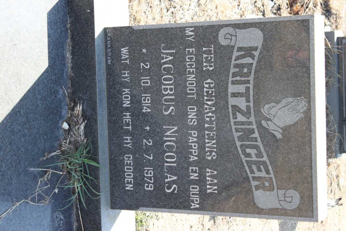 KRITZINGER Jacobus Nicolas 1914-1979