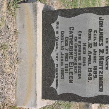 KRITZINGER Johannes Z. 1889-1949 &amp; Catherine Eileen 1901-1983