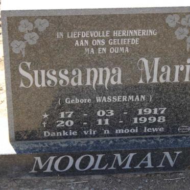 MOOLMAN Susanna Mari nee WASSERMAN 1917-1998