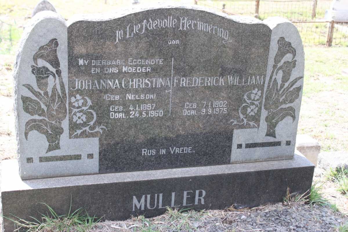 MULLER Frederick William 1902-1975 &amp; Johanna Christina NELSON 1897-1960