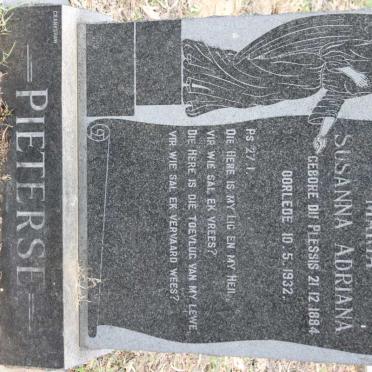 PIETERSE Maria Susanna Adriana nee DU PLESSIS 1884-1932