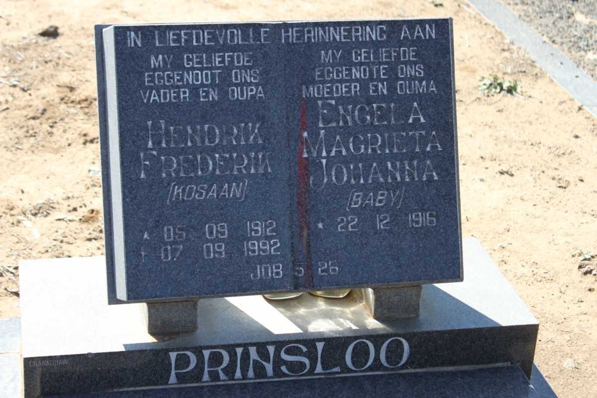 PRINSLOO Hendrik Frederik 1912-1992 &amp; Engela Margrieta  Johanna 1916-