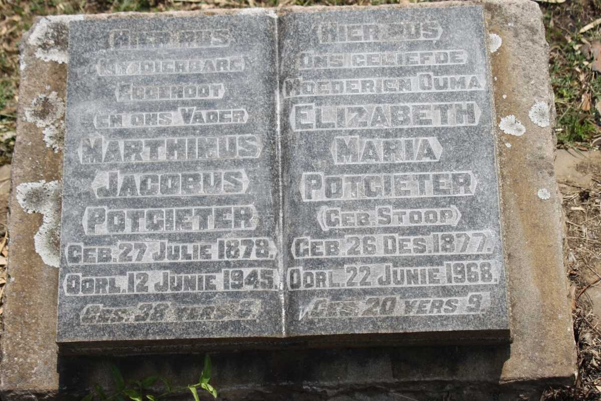 POTGIETER Marthinus Jacobus 1878-1945 &amp; Elizabeth Maria STOOP 1877-1968