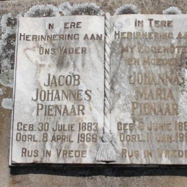 PIENAAR Jacob Johannes 1883-1968 &amp; Johanna Maria 1888-1961