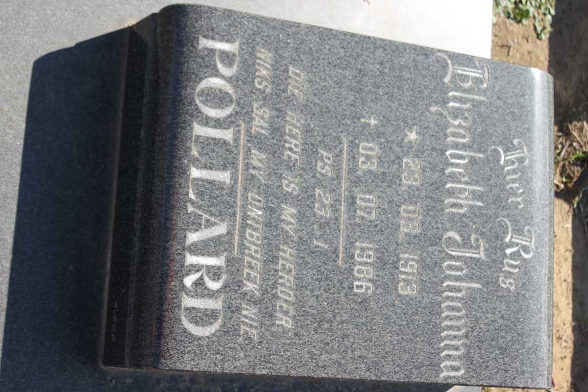 POLLARD Elizabeth Johanna 1913-1986