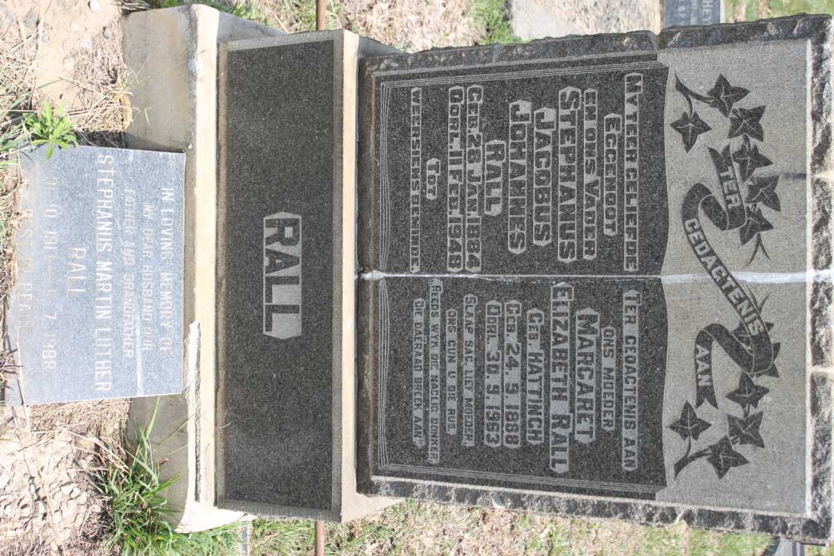 RALL Stephanus Jacobus Johannes  1884-1948 &amp; Margaret Elizabeth HATTINGH 1888-1963 :: RALL Stephanus Martin Luther 1917-1988