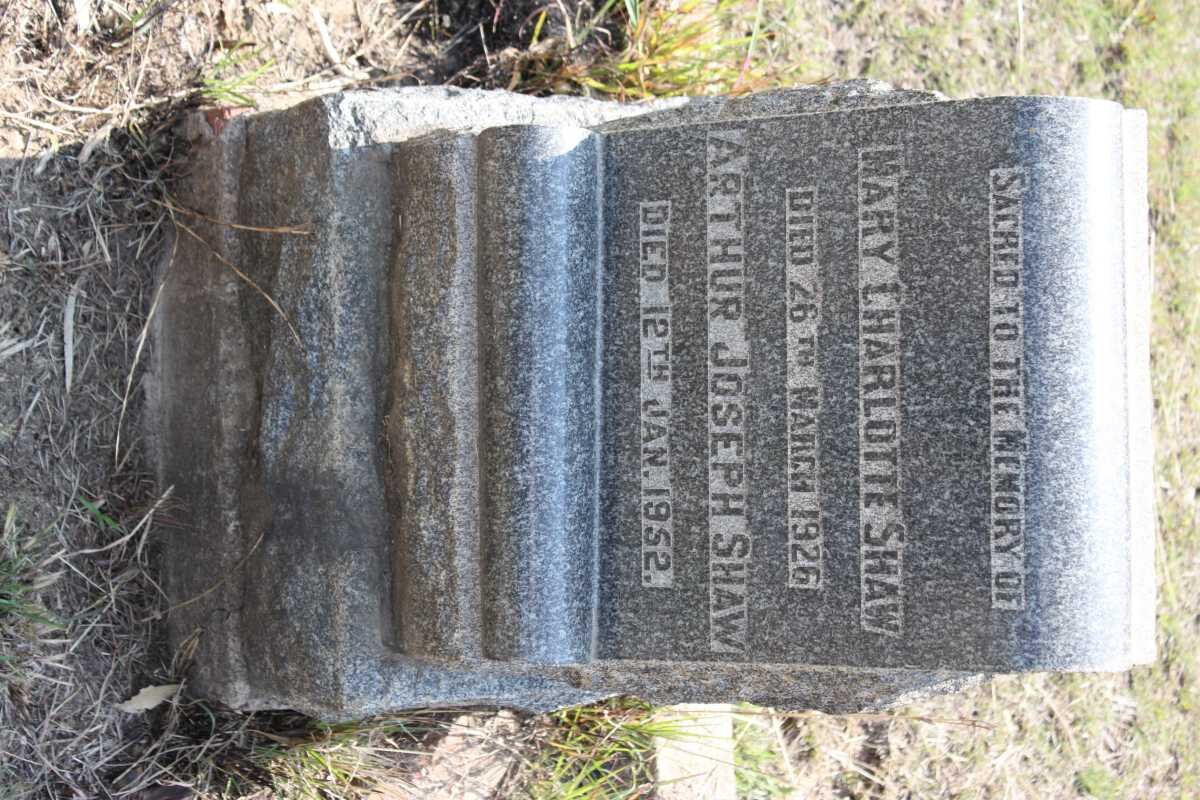 SHAW Arthur Joseph -1952 &amp; Mary Charlotte -1926