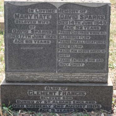 SPARKS David -1949 &amp; Mary Kate -1926 :: SPARKS Clement Francis -1905