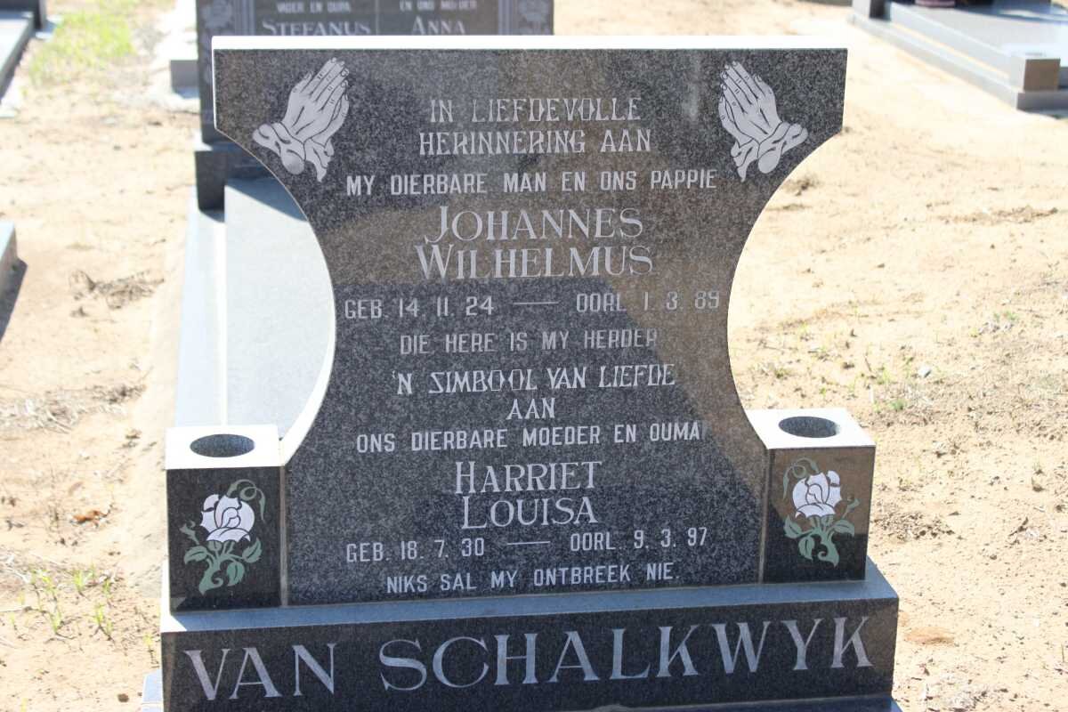 SCHALKWYK  Johannes Wilhelmus, van 1924-1989 &amp; Harriet Louisa 1930-1997