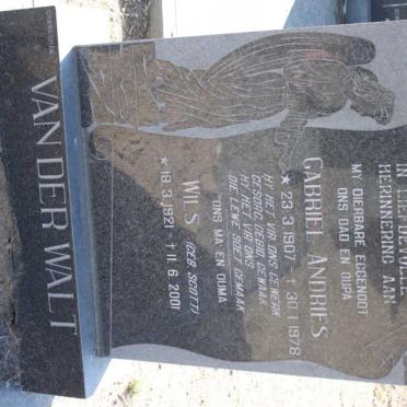 WALT Gabriel Andries, van der 1907-1978 &amp; Wils nee SCOTT 1921-2001