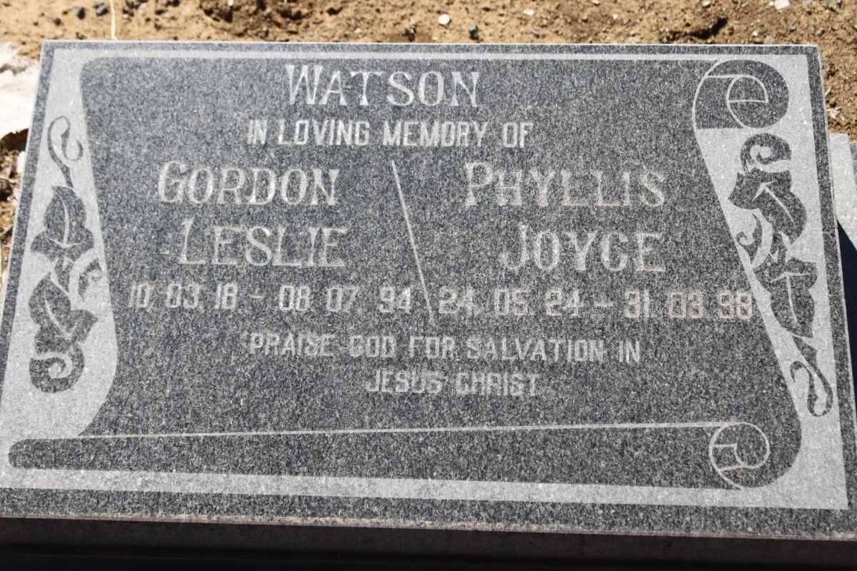WATSON Gordon Leslie 1918-1994 &amp; Phyllis Joyce 1924-1998