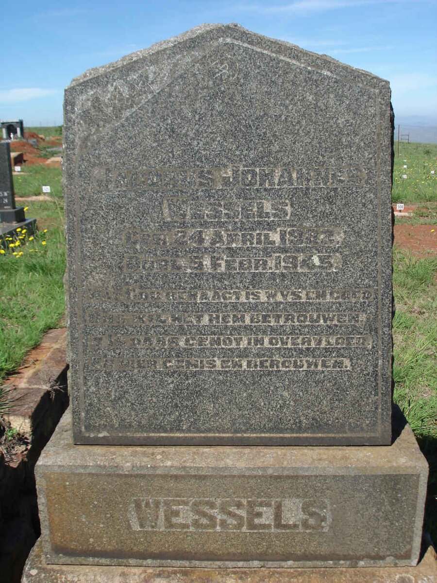 WESSELS Jacobus Johannes 1882-1945