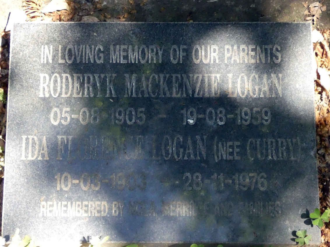 LOGAN Roderyk Mackenzie 1905-1959 &amp; Ida Florence CURRY 1903-1976