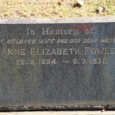 FOWLER Anne Elizabeth 1894-1970