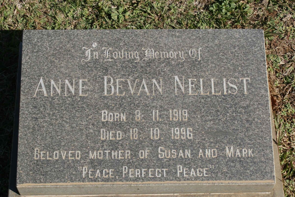 NELLIST Anne Bevan 1919-1996