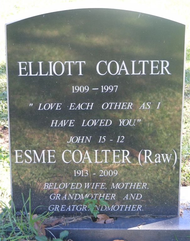 COALTER Elliott 1909-1997 &amp; Esme nee RAW 1913-2009
