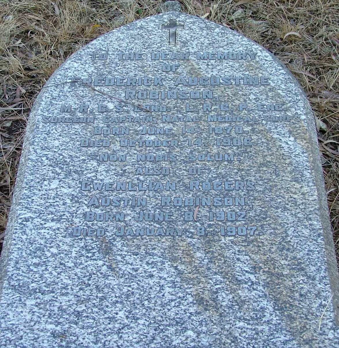 ROBINSON Frederick Augustine 1870-1906 :: ROBINSON Gwenllian Rogers Austin 1902-1907