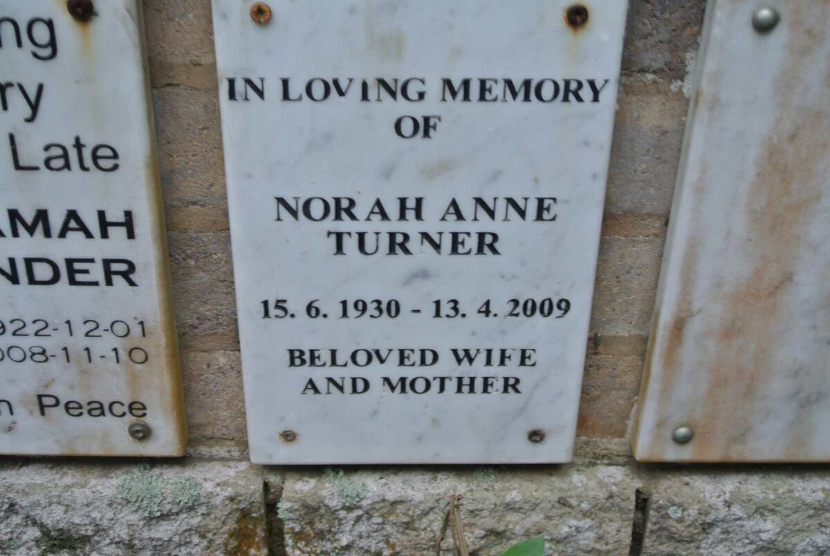TURNER Norah Anne 1930-2009