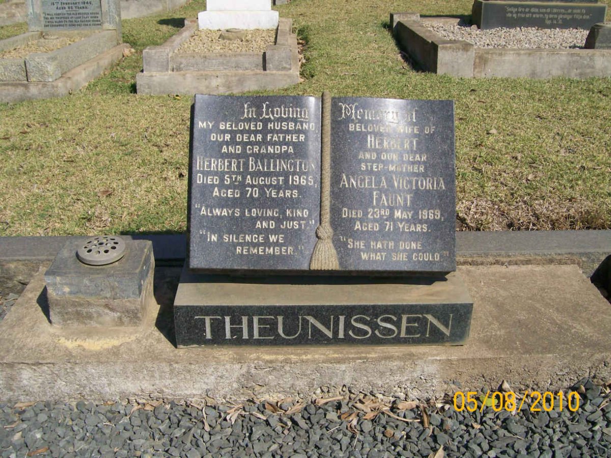 THEUNISSEN Herbert Ballington -1965 &amp; Angela Victoria Faunt -1969