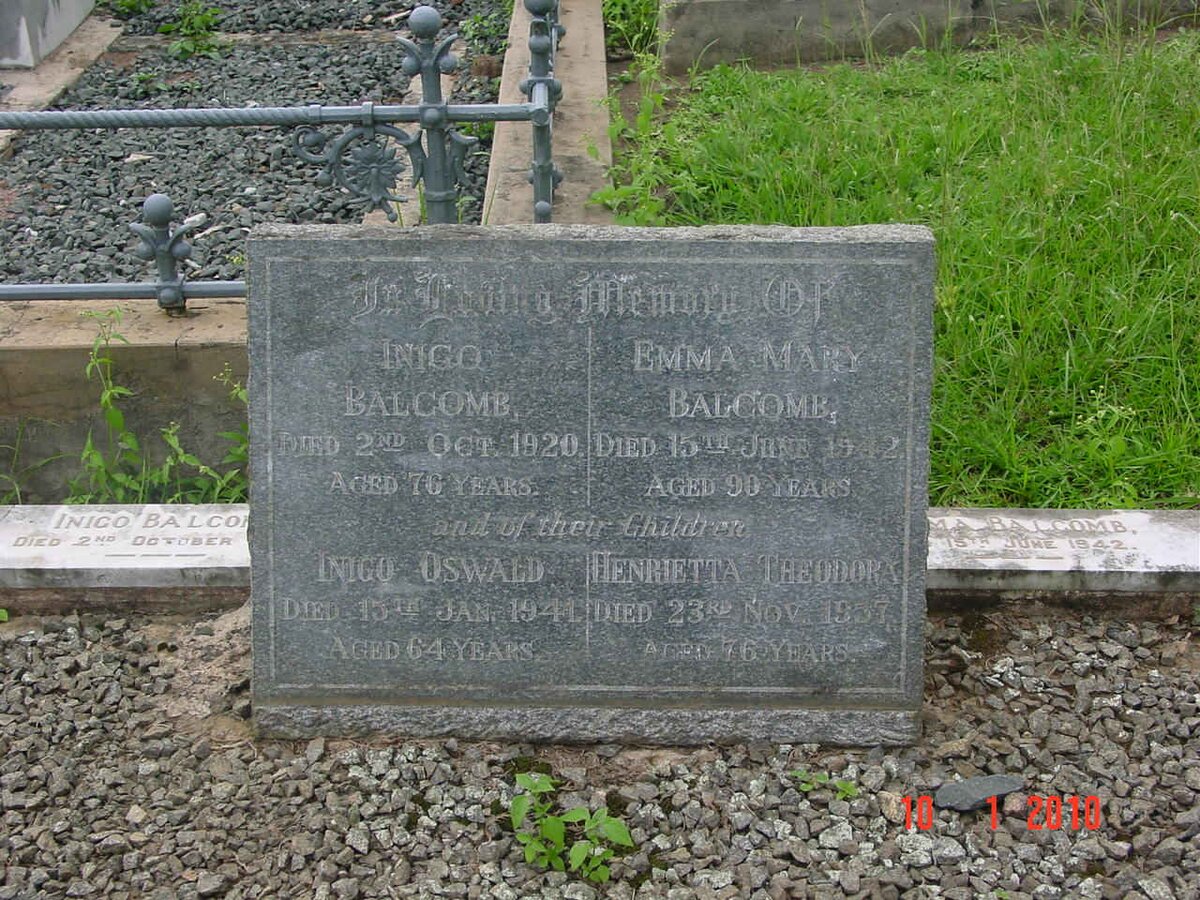 BALCOMB Inigo -1920 &amp; Emma Mary -1942 :: BALCOMB Inigo Oswald -1941 &amp; Henrietta Theodora -1957