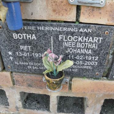 BOTHA Piet 193?- :: FLOCKHARTJohanna nee BOTHA 1912-2003