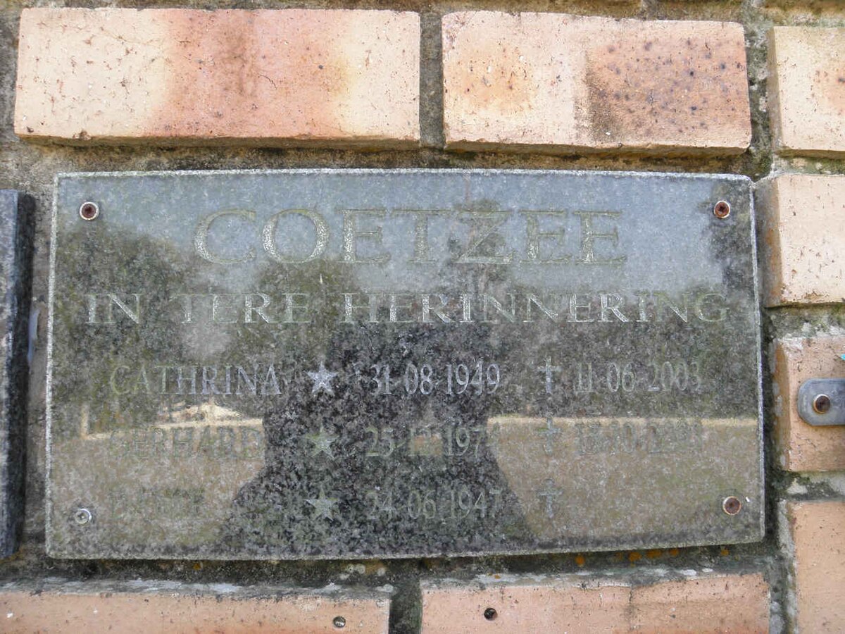 COETZEE ??? 1947- &amp; Cathrina 1949-2003 :: COETZEE Gerhard 1974-2001