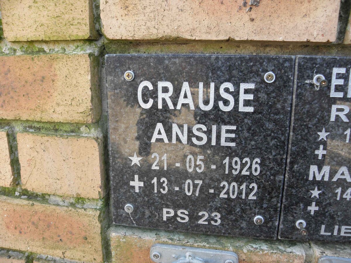 CRAUSE Ansie 1926-2012