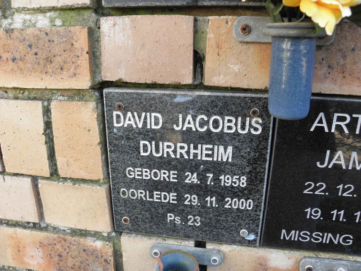 DURRHEIM David Jacobus 1958-2000