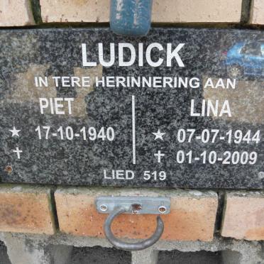 LUDICK Piet 1940- &amp; Lina 1944-2009