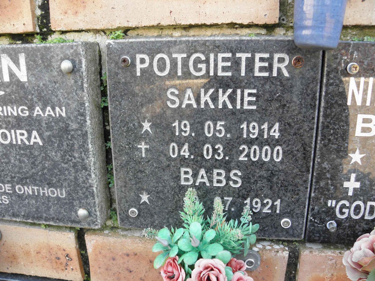 POTGIETER Sakkie 1914-2000 &amp; Babs 1921-