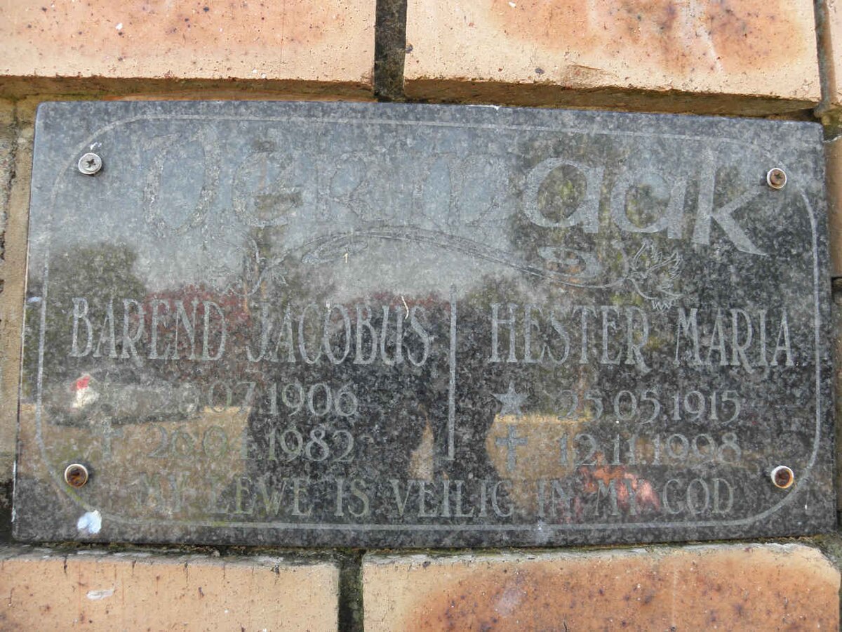 VERMAAK Barend Jacobus 1906-1982 &amp; Hester Maria 1915-1998