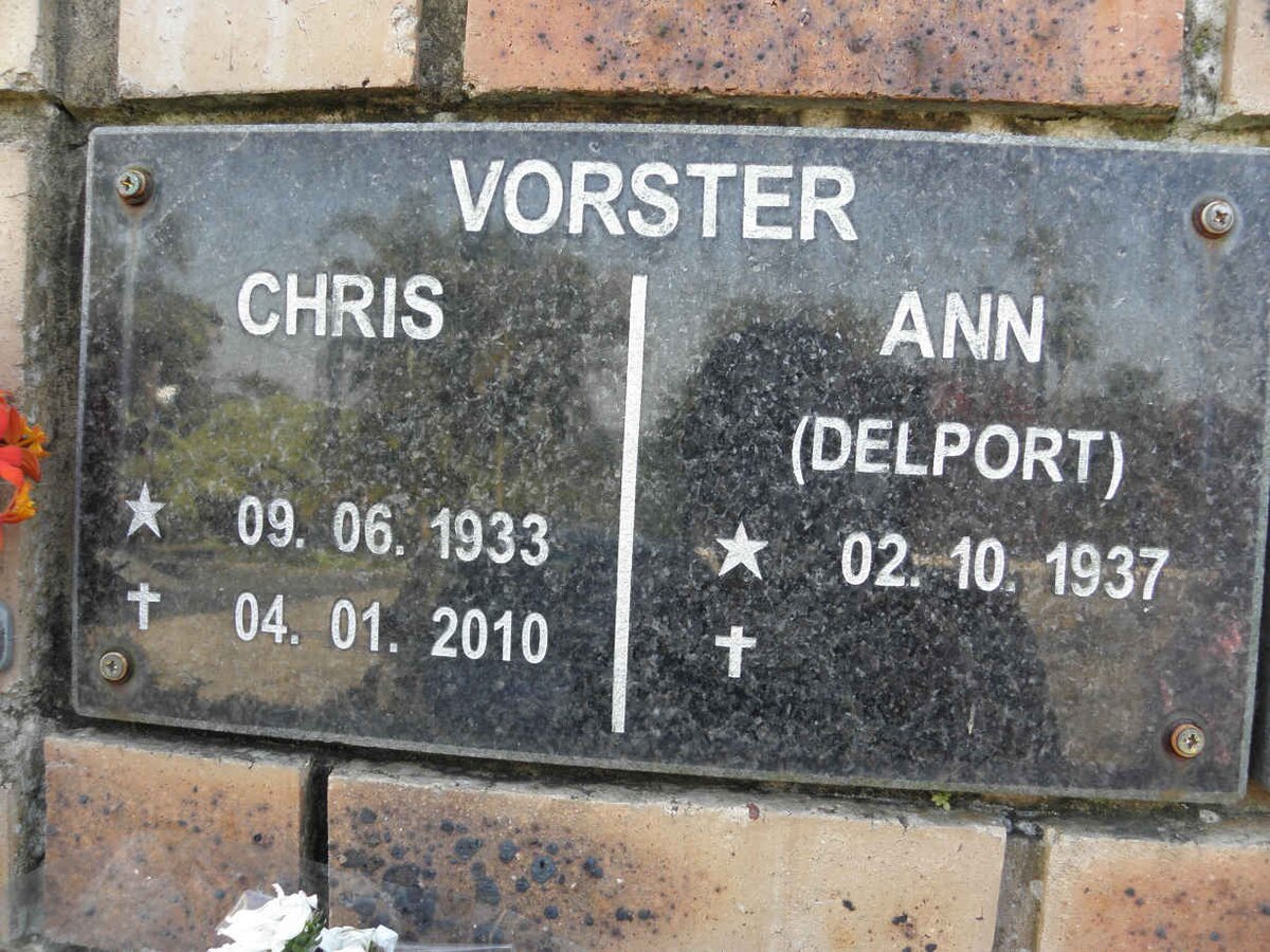 VORSTER Chris 1933-2010 &amp; Ann DELPORT 1937-