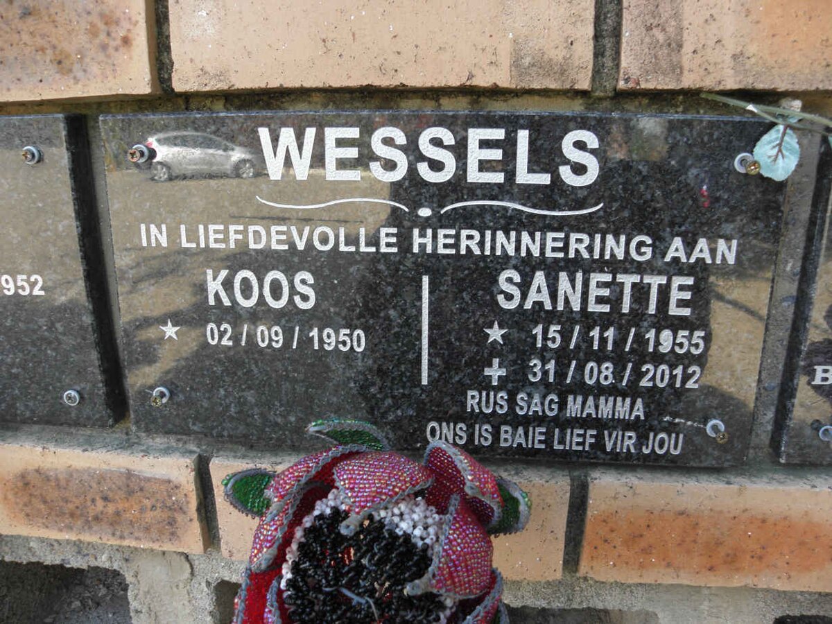 WESSELS Koos 1950 &amp; Sanette 1955-2012