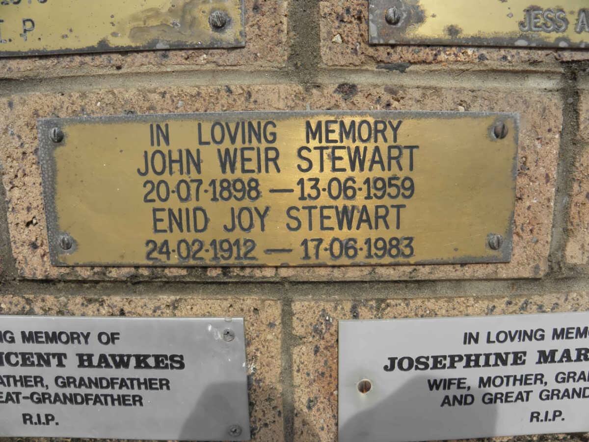 STEWART John Weir 1898-1959 &amp; Enid Joy 1912-1983