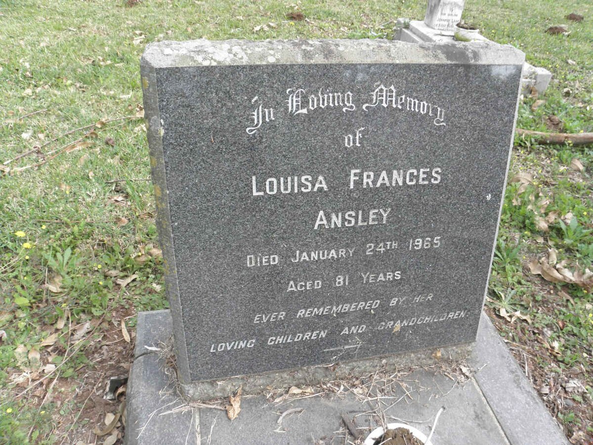 ANSLEY Ernest Archer -1949 &amp; Louisa Frances -1965