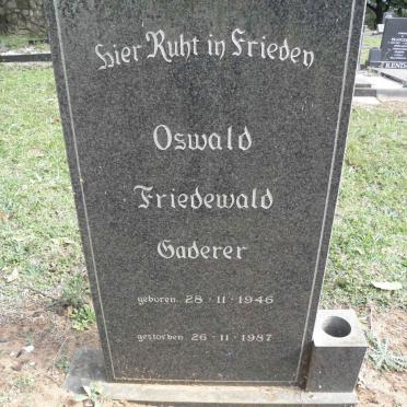 GADERER Oswald Friedewald 1946-1987