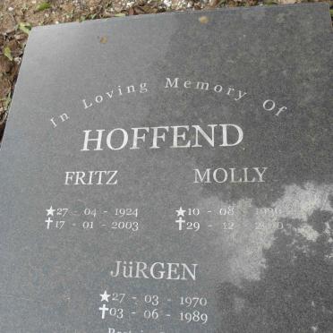 HOFFEND Fritz 1924-2003 &amp; Molly 1936-2000 :: HOFFEND Jurgen 1970-1989