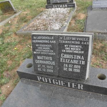 POTGIETER Matthys Gerhardus 1913-2009 &amp; Christina Elizabeth 1920-1990
