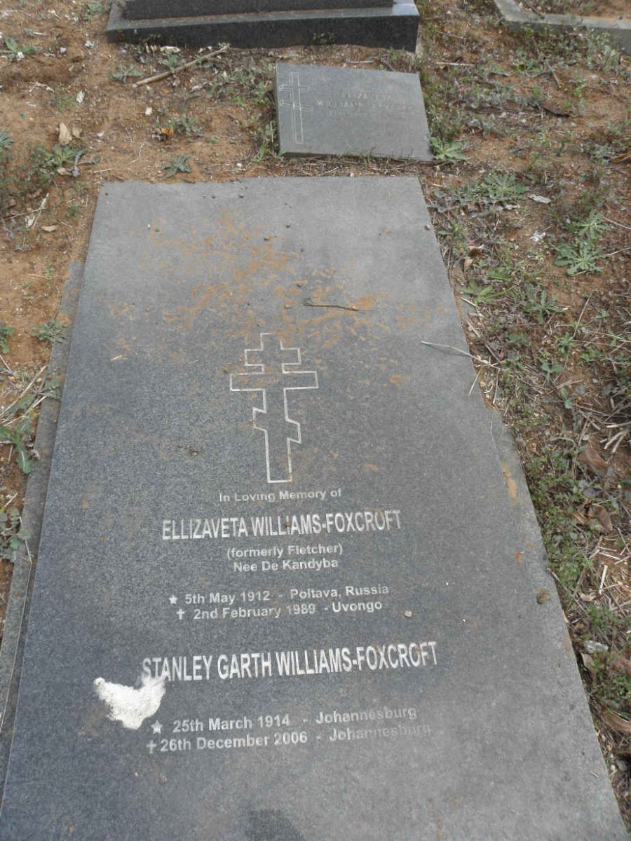 WILLIAMS-FOXCROFT Stanley Garth 1914-2006 &amp; Ellizaveta FLETCHER nee DE KANDYBA 1912-1989