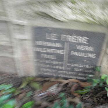 FRERE Norman Valentine Paul, LE 1915-1995 &amp; Vera Pauline 1922-?