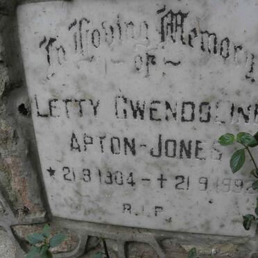 JONES Letty Gwendoline, Apton 1904-1992