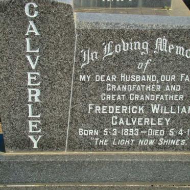 CALVERLEY Frederick William 1893-1974