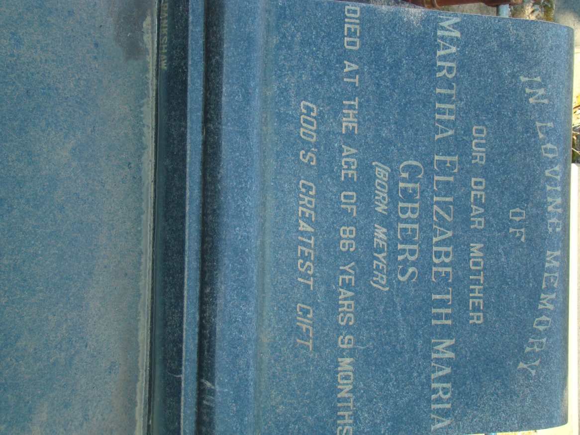 GEBERS Martha Elizabeth Maria neé Meyer