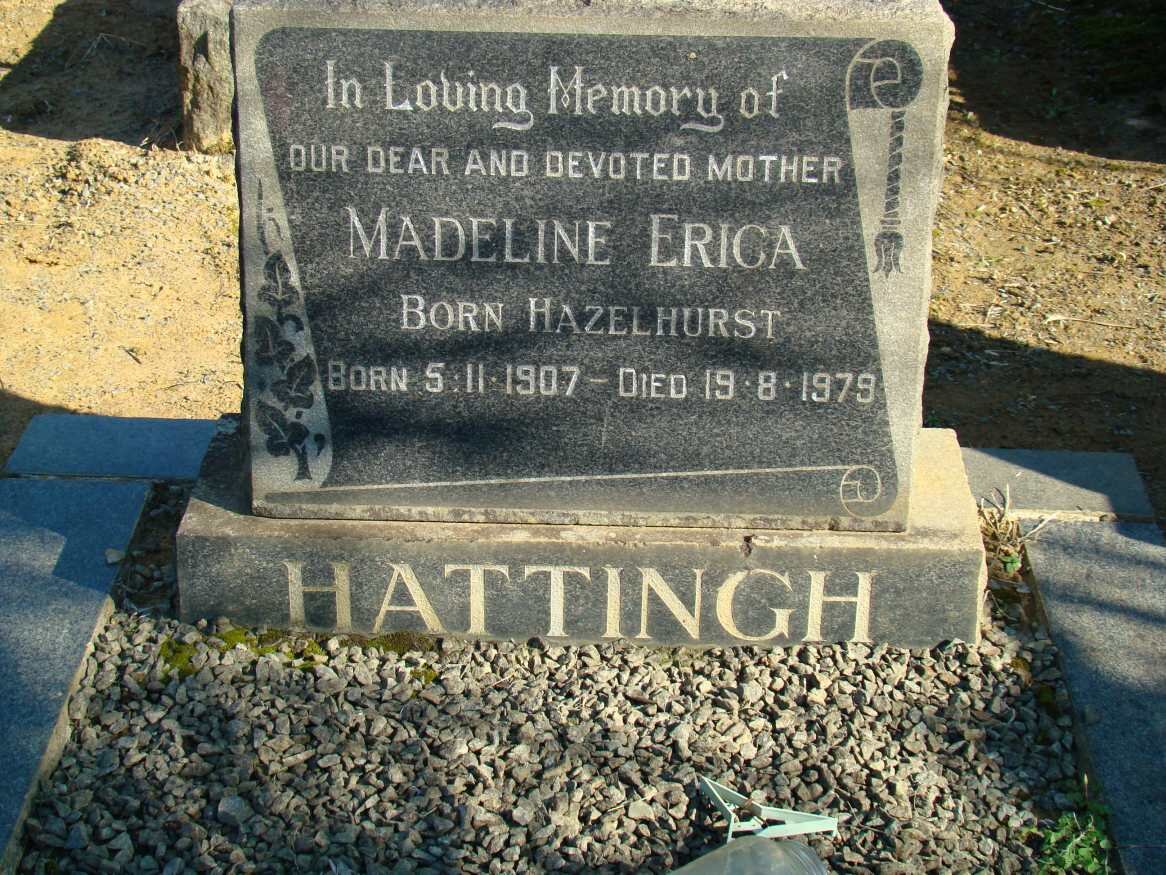 HATTINGH Madeline Erica neé HAZELHURST 1907-1979